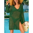 thumbnail image 3 of Charmo Womens V Neck Swim Cover Up Hollow Out Swimwear Long Sleeve Bikini Beachwear, 3 of 6