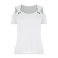 thumbnail image 6 of iHengLiXing Summer Tops for Womens Dressy Casual Women Summer Sexy T- Shirt Cold Shoulder Pullover Blouse-Neck Short Sleeve Solid White M, 6 of 6
