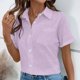 thumbnail image 2 of TaTaai Women's Casual V-Neck Top Short Sleeve Button Front Solid Color Blouse Soft Lightweight Comfy Spring Summer Daily Beach Wear Gift, 2 of 7