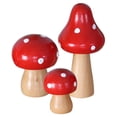 thumbnail image 2 of Tanuke Wooden Mushroom Decor Exquisite Craft Home Office Desktop Ornament for Art Lovers, 3Pcs for Bedroom Study Room Coffee Shop (Red), 2 of 9