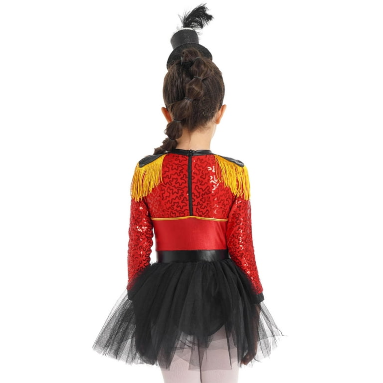 Girls Ringmaster Circus Costume Shiny Sequins Dress for Halloween