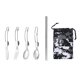 thumbnail image 2 of Stainless Steel Folding Utensil Set | Portable Tableware for Camping Picnic Outdoor | 4 Spoons + 1 Chopsticks + Storage Bag | Compact Lightweight | Durable Rust-Resistant | 6 Piece, 2 of 6
