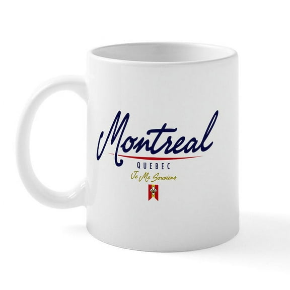 CafePress - Montreal Script Mug - 11 oz Ceramic Mug - Novelty Coffee Tea Cup