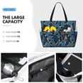 thumbnail image 2 of Wukai Blue Leaves A Print Zipper Bag,large Beach Tote Bag,Waterproof Sandproof Bag,Grocery and Picnic Tote Travel Bag, 2 of 5