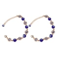 thumbnail image 4 of Pulsera de ojo azul de 2 piezas, cadena de aleación, colgante único, pulsera de diamantes de imitación de cristal resistente al desgaste para regalo, decoración de mano, 4 of 14