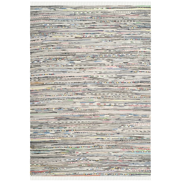 SAFAVIEH Rag Skylar Striped Cotton Area Rug, Ivory/Multi, 4' x 6'