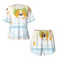 thumbnail image 4 of Lsque Corgi In The Shower Cap Bathing Women's Short-Sleeved Pajama Set - 2 Piece Soft and Lightweight Sleepwear Set-3X-Large, 4 of 9