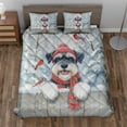 thumbnail image 2 of Playful Schnauzer Welcomes Winter Snowy Day with Cardinal Bird Quilt Bedding Set Miniature Schnauzer Dog Lover 1 Blanket Bed Cover 2 Pillowcases - 12017, 2 of 5