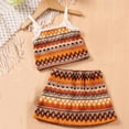 thumbnail image 3 of Toddler Girl 2 Piece Boho Outfit Crochet Cotton Floral Cami Tops Skirt Set Retro Vacation Summer Outfits Size Khaki, 5 Y, 3 of 7