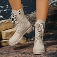 thumbnail image 4 of LOVZFMLL Boots for Women Ankle Combat Boots Lace Up Round Toe Adjustable Straps Low Chunky Heel Platform Fall Winter Boots, 4 of 9