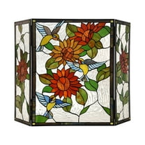 CHLOE Sunflower Tiffany-style 3pcs Folding Floral Fireplace Screen 44" Wide