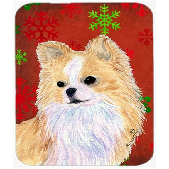 Chihuahua Red And Green Snowflakes Christmas Mouse Pad, Hot Pad Or Trivet