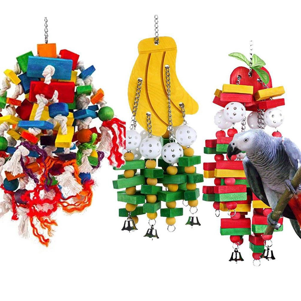 Bvdfgk Bird Chewing Toy Parrot Cage Bite Toys Wooden Block Bird Parrot Toys Type B