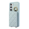 thumbnail image 4 of Crossbody Wallet Case for Samsung Galaxy S22 with Make-up Mirror, PU Leather Lanyard Purse Magnetic Clasp Card Holder, Flip Kickstand Shockproof Phone Cover for Samsung Galaxy S22, Blue, 4 of 7