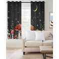 thumbnail image 2 of Red Mushrooms Blackout Curtains for Bedroom Living Room, Plants Leaves Black Night Sky Stars Moon 96 In Long Thermal Insulated Room Darkening Drapes Grommet Window Treatments, 52 x 96 In, 2 of 9