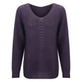 thumbnail image 4 of Womens Long Sleeve V Neck Sweaters Pullover Knit Loose Fit Women's Purple Sweater Warm Womens Christmas Clothes, 4 of 6