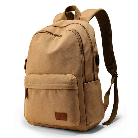 Student School Bag Canvas College Student Travel Computer Backpack,Khaki