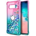 thumbnail image 3 of Nagebee Case for Samsung Galaxy S10 / S10+ Plus / S10e with Screen Protector (Soft Full Coverage), Glitter Sparkle Flowing Liquid Bling [Ring Holder & Wrist Strap] Women Cute (Pink/Aqua), 3 of 6