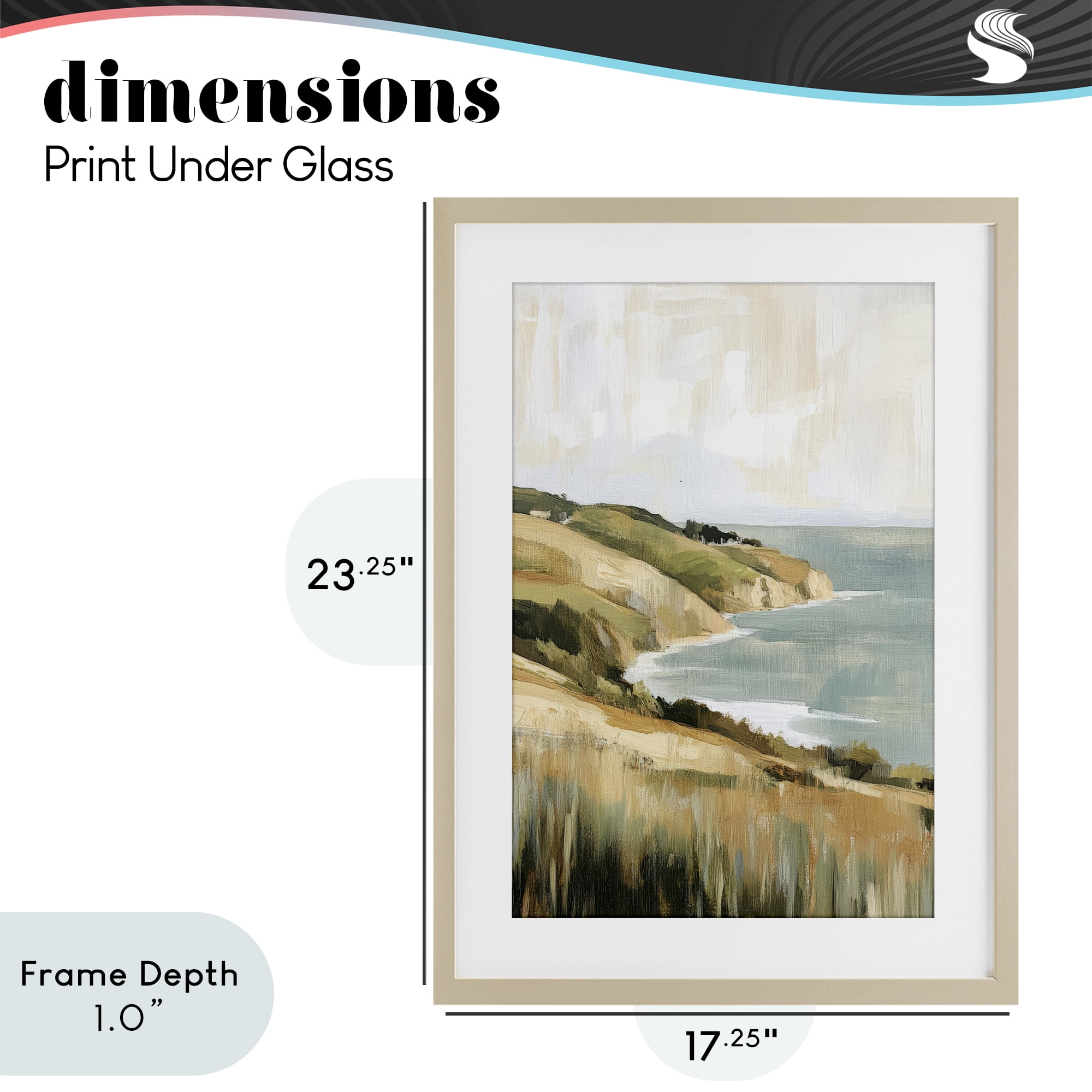 Stupell Industries Serene Cliff Coast Landscape Birch Framed Print Under Glass, design by Petal Prints Design