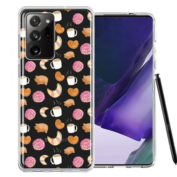MUNDAZE for Samsung Galaxy Note 20 Ultra Mexican Pan Dulce Cafecito Coffee Concha Polka Dots Double Layer Phone Case Cover