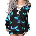 thumbnail image 1 of FOCUSNORM Robe Imprimée d'Halloween pour Femmes Juniors, Mode à Nouer Col Rond Manches Longues une-Pièce, 1 of 6