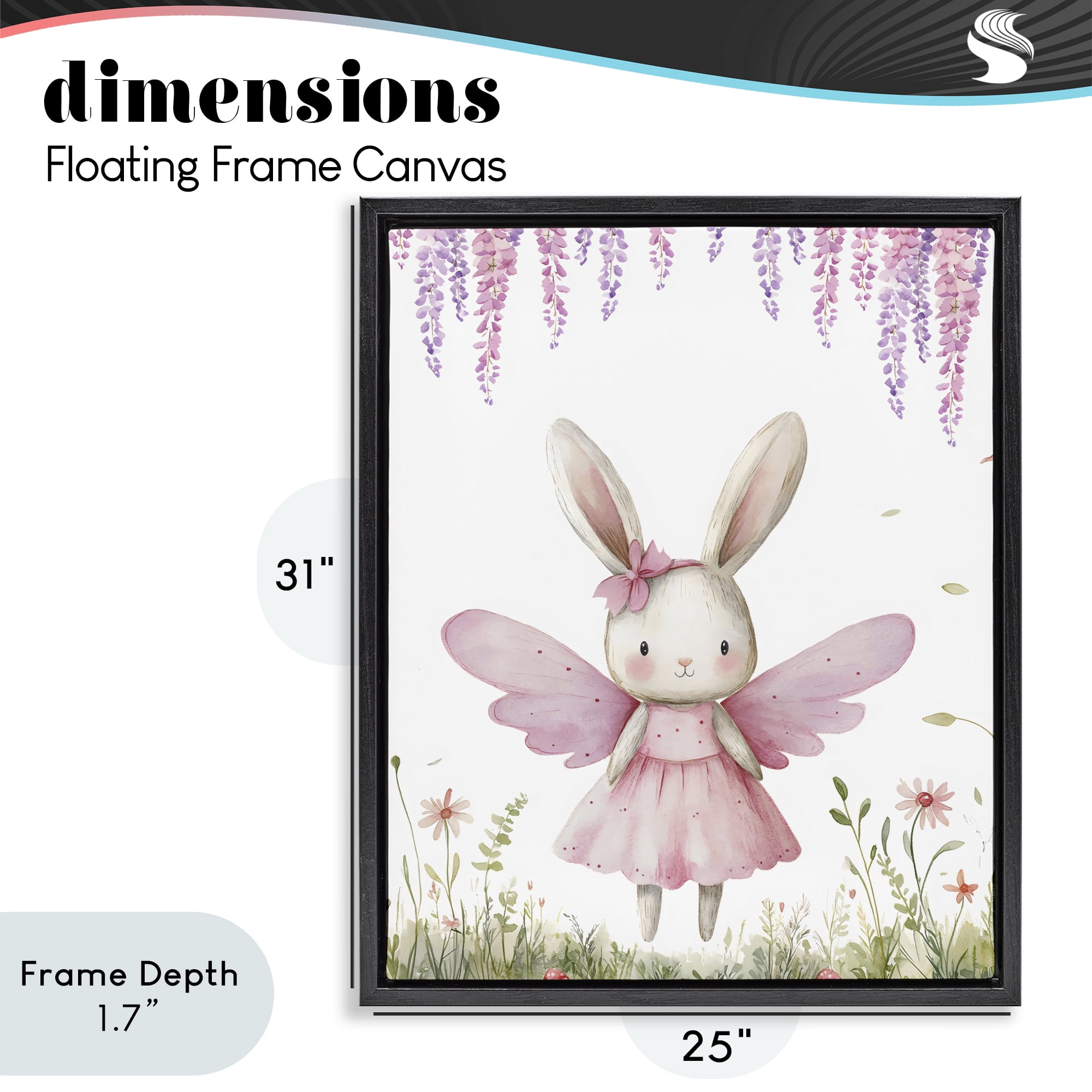 Stupell Industries Woodland Bunny Forest Fairy Black Framed Floater Canvas Wall Art, design by LSR Design Studio