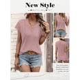 thumbnail image 6 of HUBERY Women Crochet Lace Spliced V Neck Short Sleeve Solid Color Top, 6 of 6