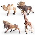 thumbnail image 3 of Juego de figuras de animales salvajes de PVC, 4 piezas, con jirafa, alce y camello, 3 of 3
