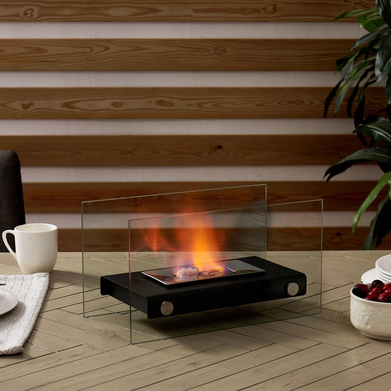Danya B. Rectangular Tabletop Smokeless Fireplace With Clear Glass Panels  For Indoor / Outdoor Use - Walmart.com