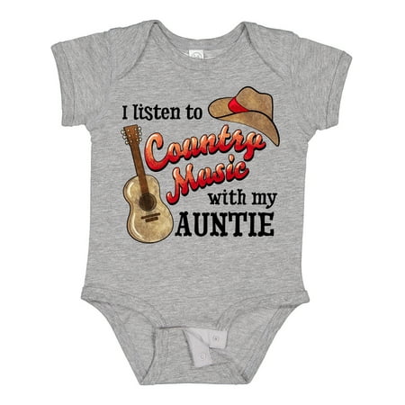 

Inktastic I Listen to Country Music with My Auntie Guitar and Hat Gift Baby Boy or Baby Girl Bodysuit