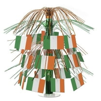 Party Central Pack of 6 Green and Orange Irish Flag Cascading Party Table Centerpieces 18"