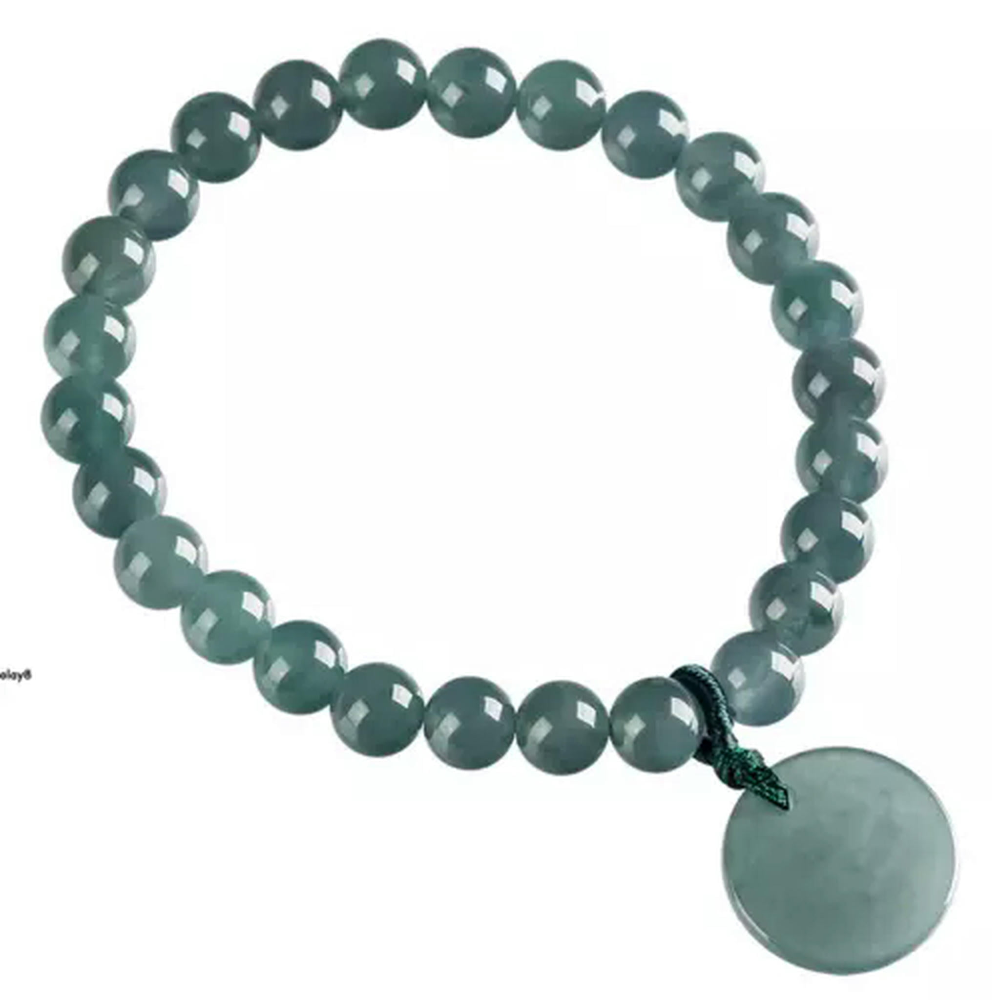 HOOUN Real Grade A Natural Blue Jade Jadeite Women Lucky 6.5mm Smooth Beads Bracelet