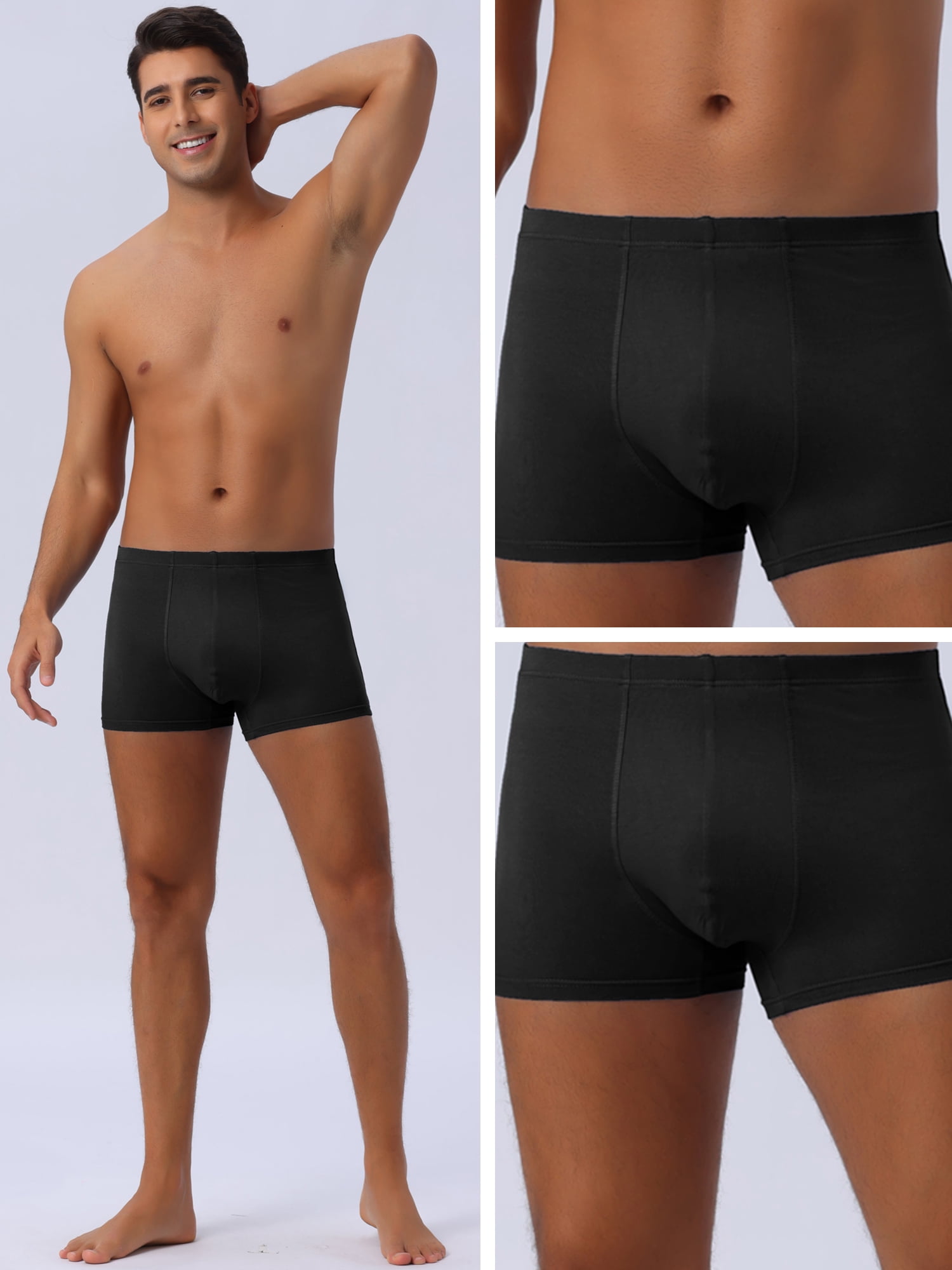 DARING DIVA Men's Regular Fit Soft Comfortable Solid Color Basic Boxer Briefs 36 Black