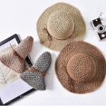 thumbnail image 2 of Sombrero de paja para el sol, sombrero de paja plegable para mujer, sombrero de ala ancha, sombrero de sol con lazo, gorra de playa ajustable, elegante sombrero de cubo con protección UV UPF 50, somb, 2 of 5