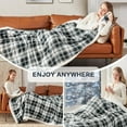 thumbnail image 4 of Sherpa Throw Blanket Plush Grey Checkered Cozy Throw for Couch, Bed, Sofa, Reversible Fluffy Fleece Blanket for Comfort Sleep and Warmth Suitable for Adults, Women, Men (Grey, 50”x 60”), 4 of 6