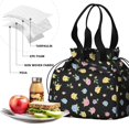 thumbnail image 4 of Pioneer Flower Floral Print Pattern Drawstring Lunch Bag Women - Drawstring Lunch Bag Insulated for Work Office - Stain-Resistant Large Lunchbags for Women with Multi-Pockets, 4 of 6