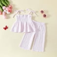 thumbnail image 2 of TOWED22 Baby Girl Toddler Clothes 2 Piece Sleeveless Striped Ruffle Tank Tops Solid Color Long Pants Outfits(White,9-12 M), 2 of 9