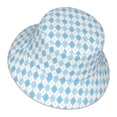 thumbnail image 3 of Disketp Blue And White Squares Print Reflective Bucket Hat Beach Hat Summer Travel Sun Hats Fisherman Cap, 3 of 8