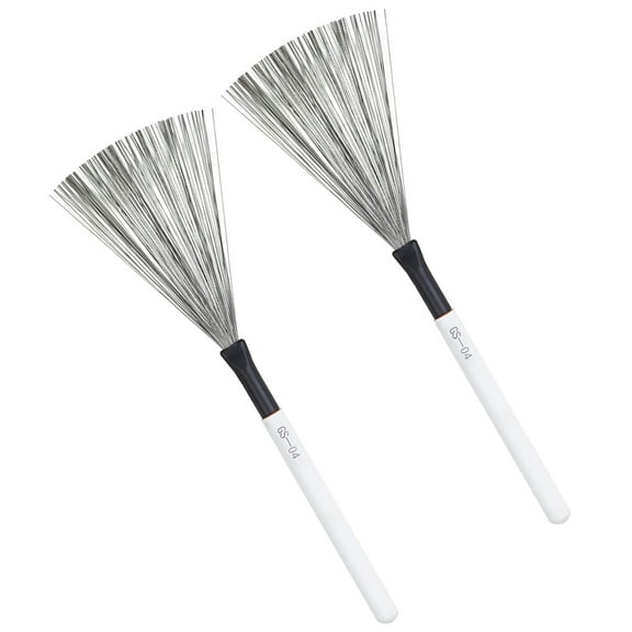 WRITWAA Maple Wood Drum Brushes with High-Carbon Steel Bristles, Smooth Grip Handle, White Color for Percussion