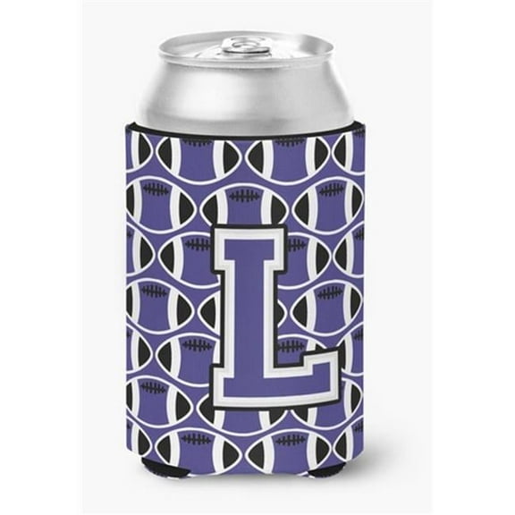 Letter L Football Purple & White Can or Bottle Hugger