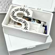Plastic Flip Lid Organizer Box, White Desktop Storage Container, 18x12x7cm & 18x12x10cm Sizes, Stationery & Craft Supply Organizer with Hinged Top