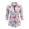 thumbnail image 2 of Uorisanigo Colorful Butterfly Womens Golf Shirt Quick Dry Casual Women's 3/4 Sleeve Athletic Golf Shirts Quarter Zip Workout Tops Comfortable Fashion Tennis Tops Workout Sports, 2 of 7