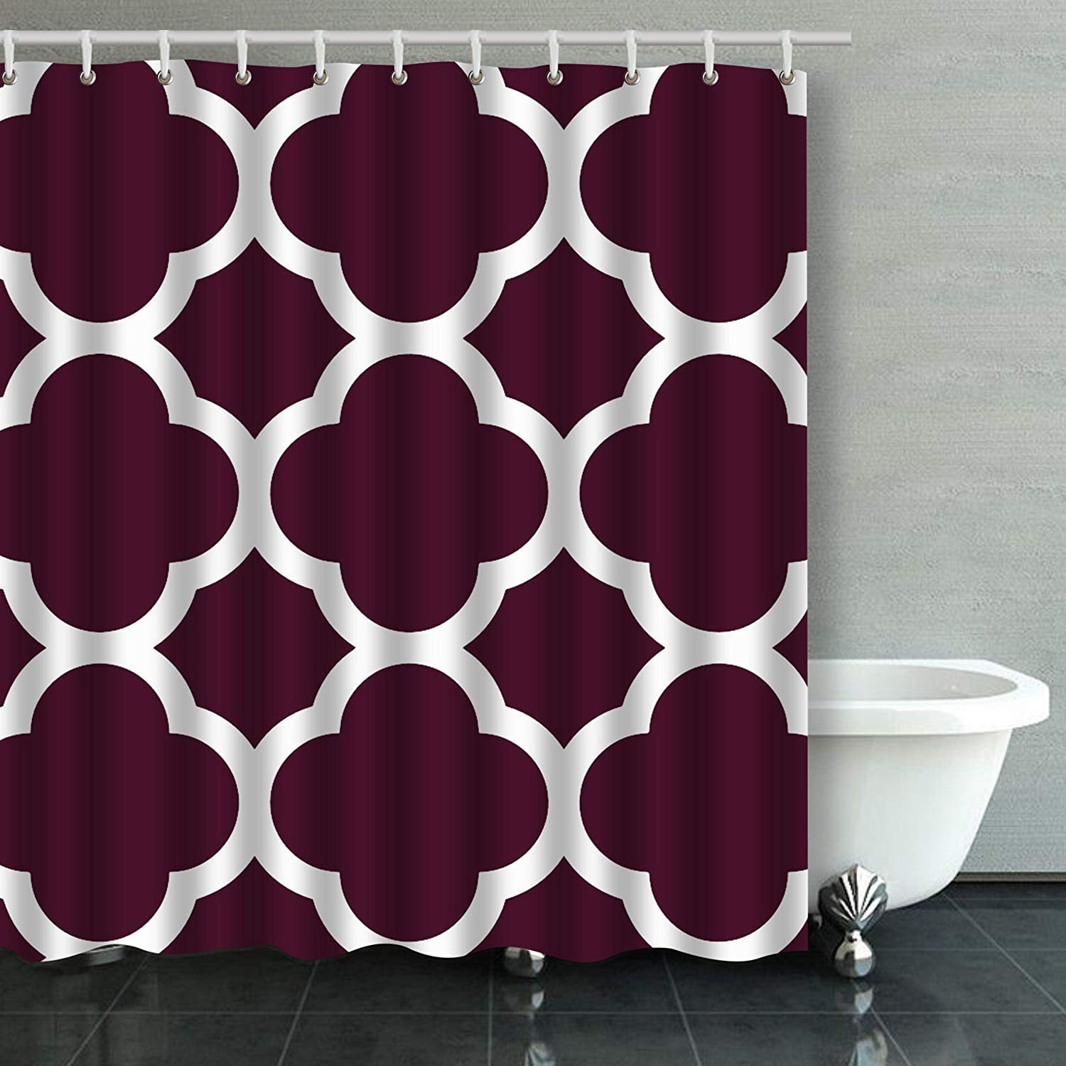 ARTJIA Deep Purple Moroccan Dark Purple Large Quatrefoil Bathroom