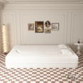 thumbnail image 4 of 15" Full Size Floor Sofa Bed - Convertible Teddy Fabric Sleeper with 2 Pillows (Beige), 4 of 18