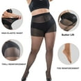 thumbnail image 2 of Sheer Pantyhose Plus Size - 2 Pack 20D Ultra Durable Queen Size Tights, Straight Crotch Stocking for Chubby Girls, Women, 2 of 7