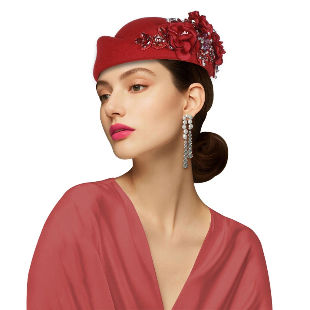 lanema Elegant Embroidered Beret Hat Classical British Adjustable Circumference 11 Stylish Colors For Daily Wear
