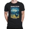 thumbnail image 2 of Night Grand Teton Bison Graphic Men's Black T-Shirt, 2 of 3