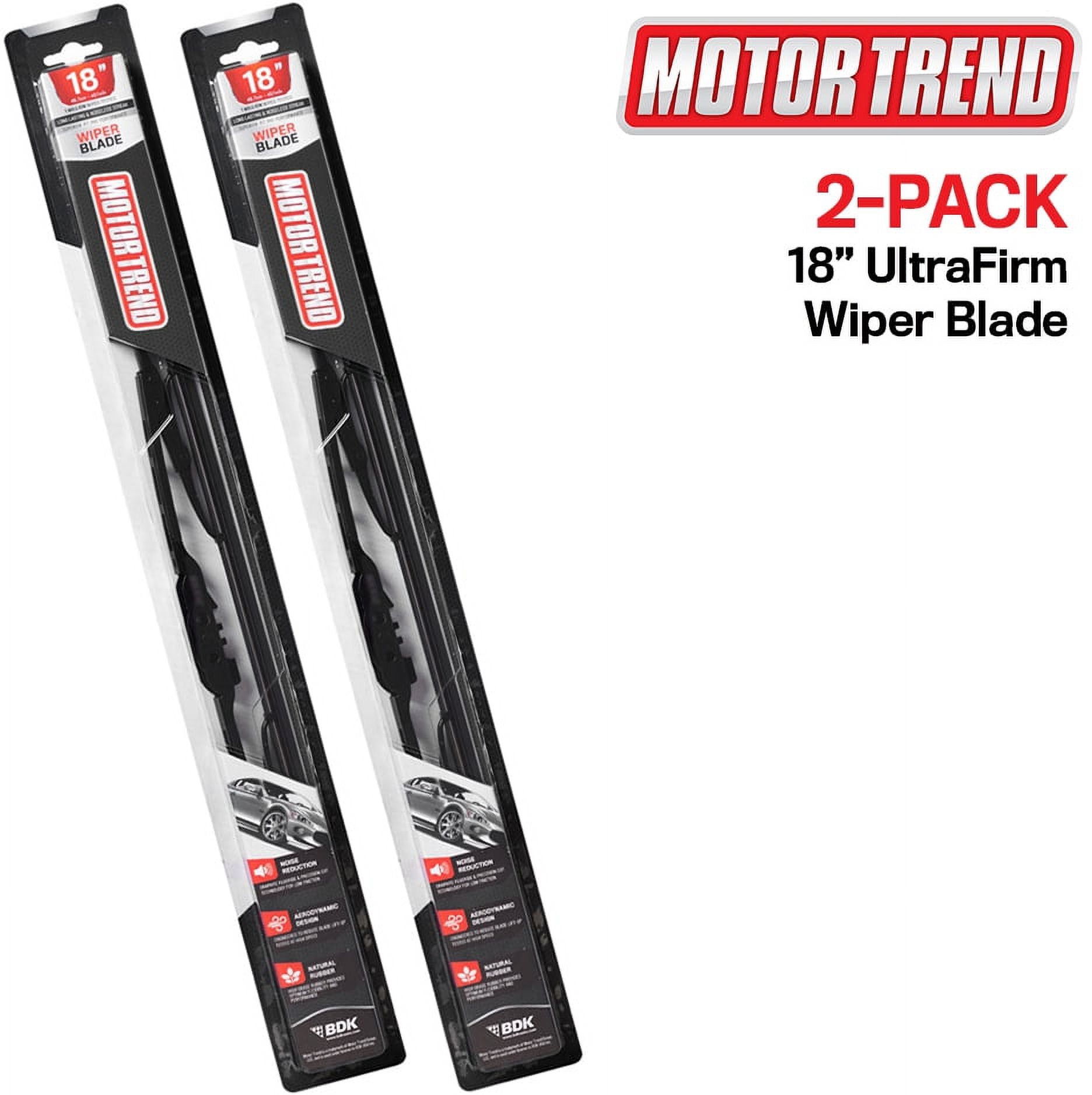 UltraFirm Precision Wiper Blade, High-Grade Natural Rubber, Metal Frame, 45° Cut for Maximum Clarity (18 Inch), 2 Pack