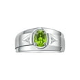 thumbnail image 1 of RYLOS Men's Rings Sterling Silver Classic 7X5MM Oval Gemstone & Diamond Ring Peridot August Birthstone Rings For Men, Men's Rings, Silver Rings, Size 13, 1 of 7