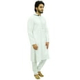 thumbnail image 3 of Atasi Men's White Kurta Pyjama Set Long Cotton Tunic Shirt Ethnic Wear-Small, 3 of 6